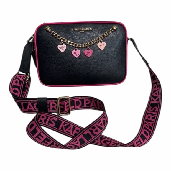 Karl Lagerfeld Handbags - Karl Lagerfeld Paris Maybelle Camera Crossbody Bag with XOXO heart charms